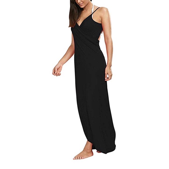 Sexy Black Sling Wrap Beach Dress Coverup - Picture 5 of 16